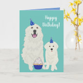 誕生日素晴らしピレネエスマウンテンドッグカード カード (黄色い花)
