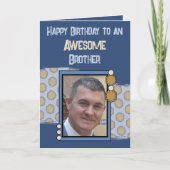 誕生日素晴らしブラザーフォトブルーブラウン カード (正面)