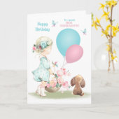 誕生日素晴らし孫娘と子犬 カード (黄色い花)