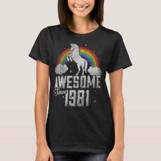 誕生日素晴らし1981年以来 – Unicorn 70sヴィンテージ Tシャツ