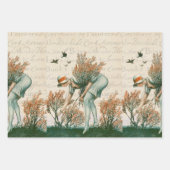 誕生日素朴タータンチェック格子自然色レトロ ラッピングペーパーシート (正面)