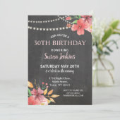 誕生日素朴ピンクフローラかわいらし招待状 招待状 (スタンド正面)