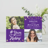 誕生日紫の星の年を作る2写真 招待状 (スタンド正面)