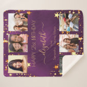 誕生日紫の金ゴールドの友だち写真コラージュ シェルパブランケット (正面(横))