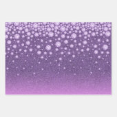 誕生日紫グリッターピンクモノグラム豪華 ラッピングペーパーシート (正面3)