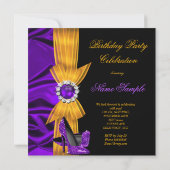 誕生日紫シルクイエローオレンジハイヒールパーティー 招待状 (裏面)