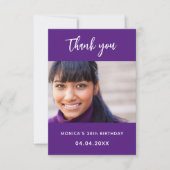誕生日紫シンプル光エレガント サンキューカード (正面)