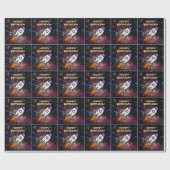 誕生日紫ロケット名前をカスタムすると年齢 ラッピングペーパー (フラット)