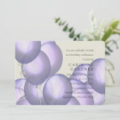 誕生日紫色のバルーン 招待状 (スタンド正面)