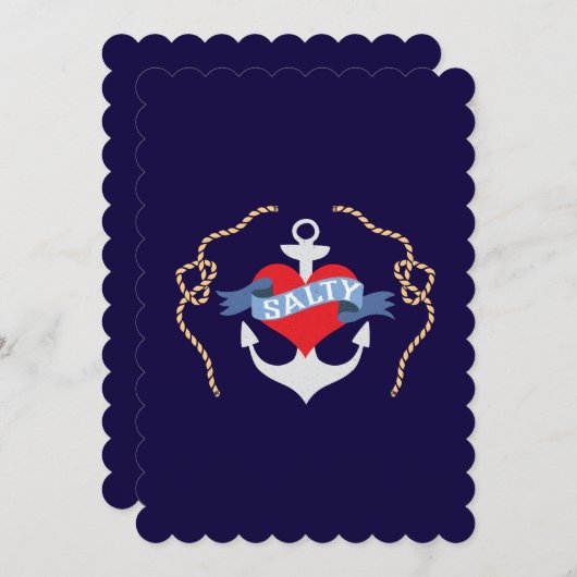 誕生日結婚又は船上の航海のいかり 招待状 (正面/裏面)