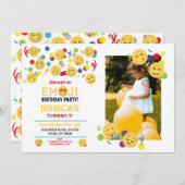 誕生日絵文字こども誕生日おもしろいハッピーフォト 招待状 (正面/裏面)