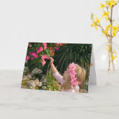 誕生日絵画ガールの花 カード (黄色い花)