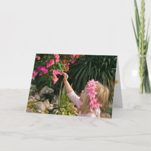 誕生日絵画ガールの花 カード