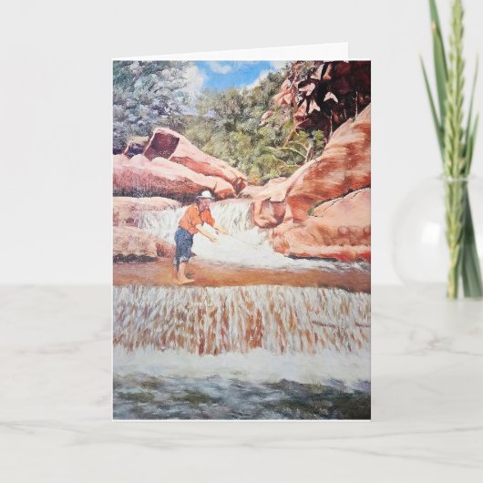 誕生日絵画ズオブフィッシャーマンイン・ウォーターフォール カード (正面)