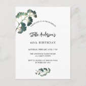 誕生日緑の白い台本エレガントシンプル インビテーションポストカード (正面)