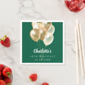 誕生日緑金ゴールドバルーン スタンダードカクテルナプキン (インサイチュ)