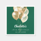 誕生日緑金ゴールドバルーン スタンダードカクテルナプキン (正面)