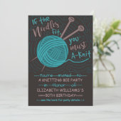 誕生日編み物ビーパーティー | おもしろい編み物糸 招待状 (スタンド正面)