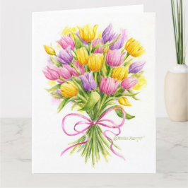 誕生日美しいチューリップブーケビッググリーティングカード サンキューカード