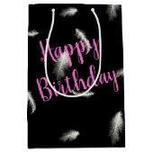 誕生日羽毛オンブラックミディアム抱き枕 ミディアムペーパーバッグ (正面)