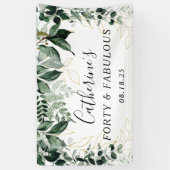 誕生日背景、水彩植物緑  横断幕 (縦)