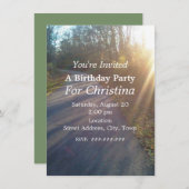 誕生日自然パス輝くウッズSun Ray 招待状 (正面/裏面)