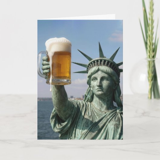誕生日自由の女神 ビールジョッキを持つ カード (正面)