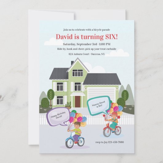 誕生日自転車パレード 招待状 (正面)
