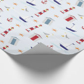 誕生日航海のパーティーの招待状とアクセサリ ラッピングペーパー (角)