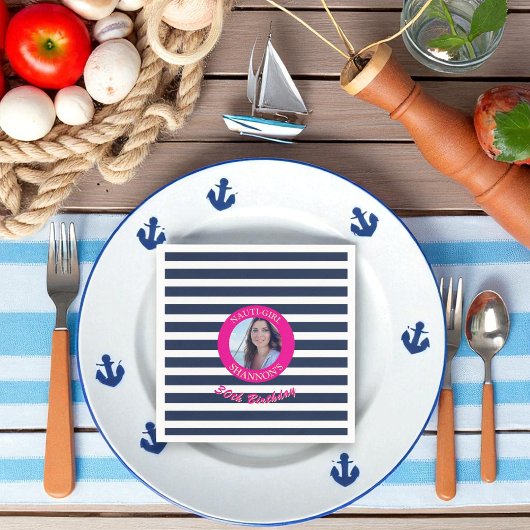 誕生日航海のフォトナプキンスピンク スタンダードカクテルナプキン