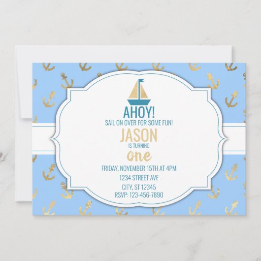 誕生日航海のボーイ招待状 招待状 (正面)