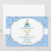誕生日航海のボーイ招待状 招待状 (正面/裏面)