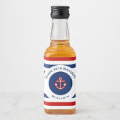 誕生日航海のマリンネイビーブルーレッド リキュールボトルラベル (正面)