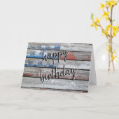 誕生日色あせたアメリカ国旗 カード (黄色い花)