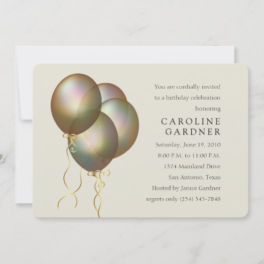 誕生日色バルーン 招待状 (正面)