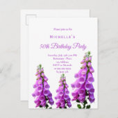 誕生日花模様ワイルドフラワーピンク紫ホワイト ポストカード (正面/裏面)