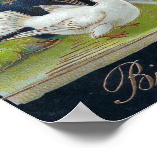 誕生日花瓶とハト ポスター (角)