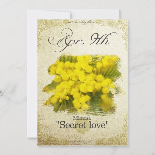 誕生日花4月9日「ミモサ」 カード (正面)