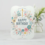 誕生日芸術的パーティー招待状お洒落 – 花 (スタンド正面)