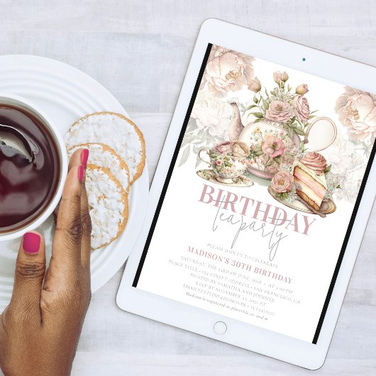 誕生日茶パーティーフローラ エレガント 招待状