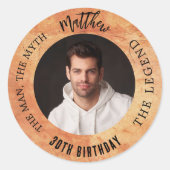 誕生日茶色のテラコッタ写真の男神話の伝説 ラウンドシール (正面)