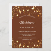 誕生日茶色の金ゴールド星 招待状 (正面)