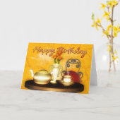 誕生日茶,ハッピーバースデー カード (黄色い花)