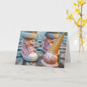 誕生日落としアイスクリームコーンbyスニーカー カード (黄色い花)