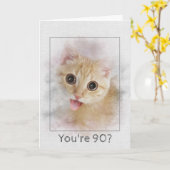 誕生日虎猫子猫 カード (黄色い花)