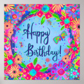 誕生日蝶おもしろいかわいらし吸光ポスター ポスター (正面)