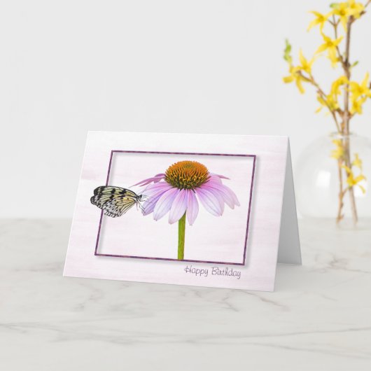 誕生日蝶 カード (黄色い花)