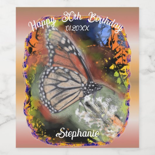 誕生日蝶 ワインラベル (シングルラベル)