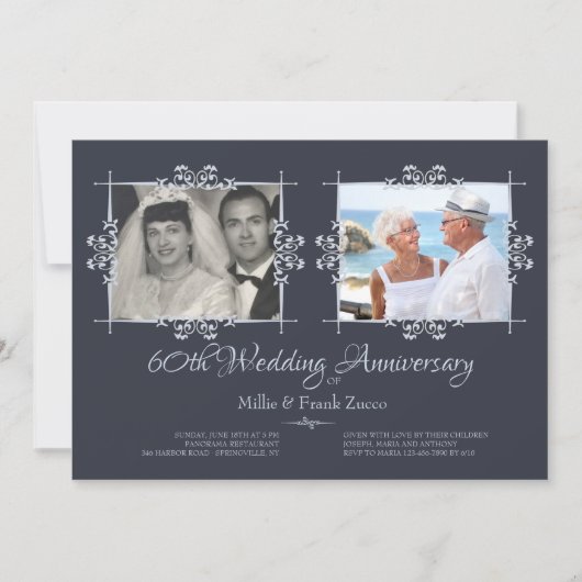 誕生日記念写真招待状(過去と現在) 招待状 (正面)