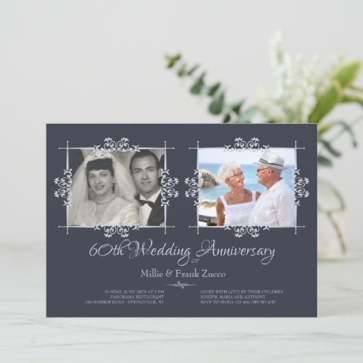 誕生日記念写真招待状(過去と現在) 招待状 (スタンド正面)